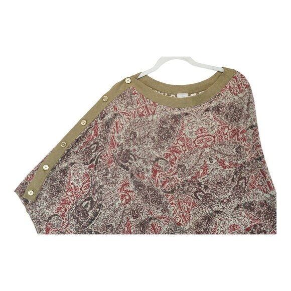 Chico's Reversible Warm Printed-Leopard Print Poncho Women's OS Relaxed Fit - Picture 3 of 6